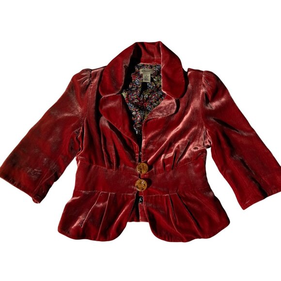 Anthropologie Elevenses Women's Velvet Burnout Dip Dye Jacket Blazer Size 6 - Picture 3 of 16